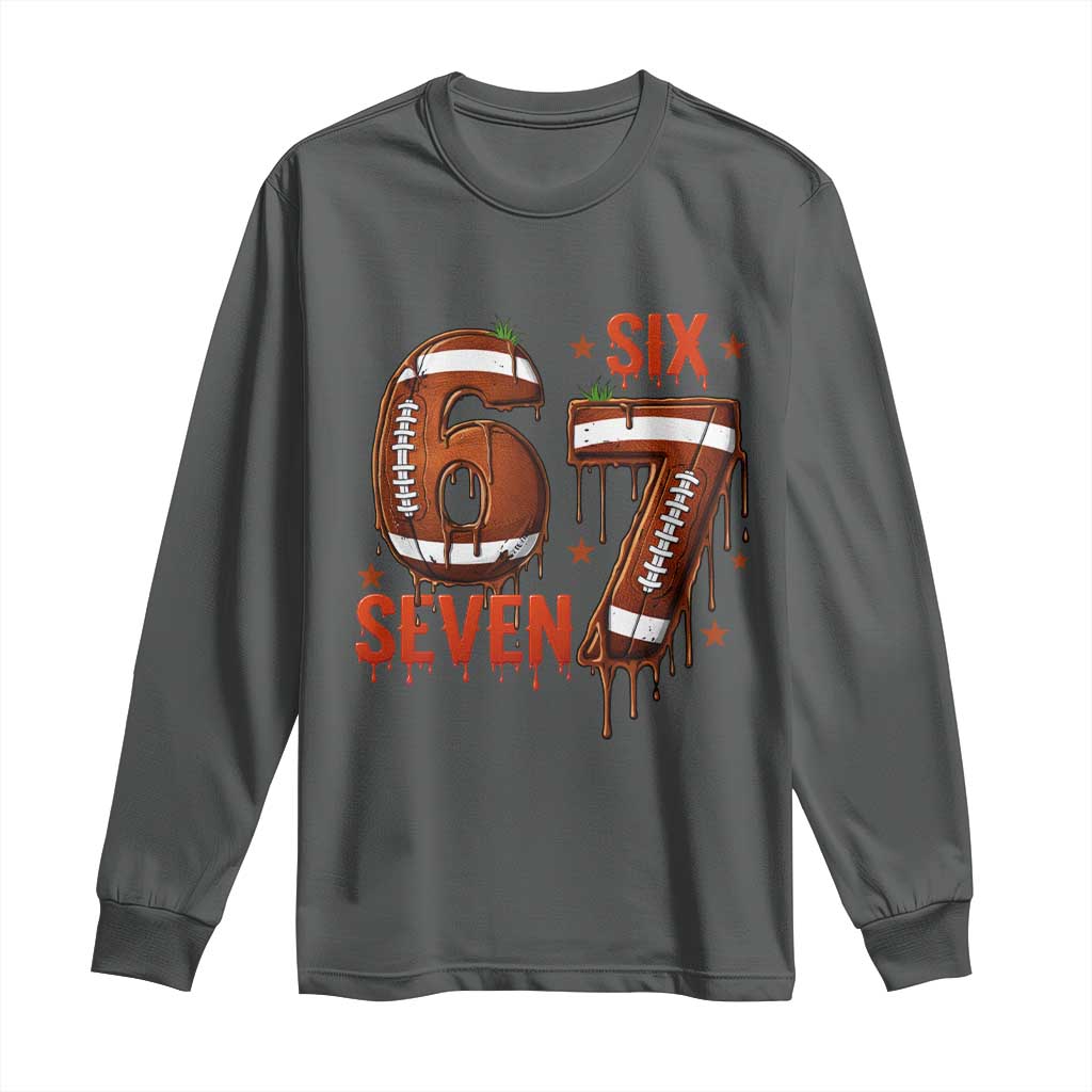American Football Six Seven Meme Long Sleeve Shirt Funny Gen Z Alpha Gift TS12 Dark Heather Print Your Wear
