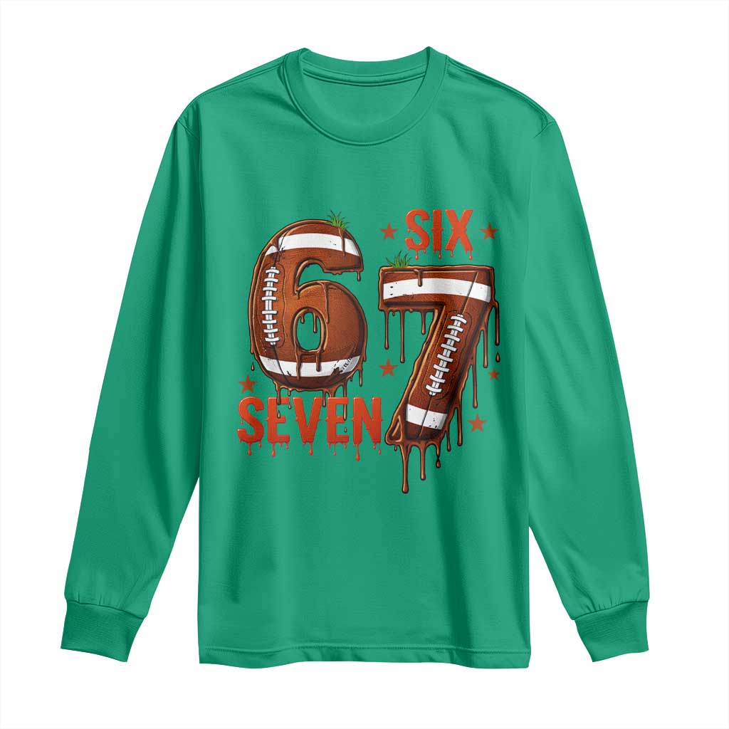 American Football Six Seven Meme Long Sleeve Shirt Funny Gen Z Alpha Gift TS12 Irish Green Print Your Wear