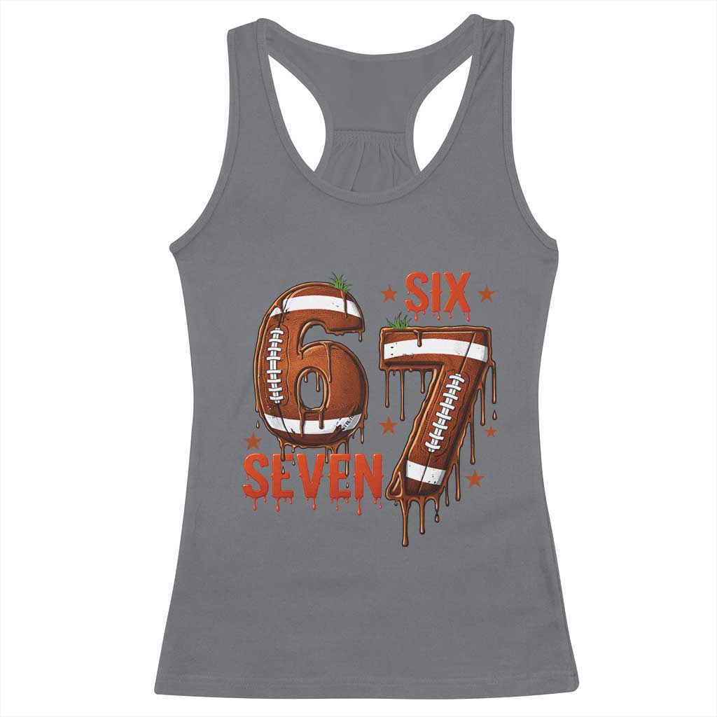 American Football Six Seven Meme Racerback Tank Top Funny Gen Z Alpha Gift TS12 Charcoal Print Your Wear