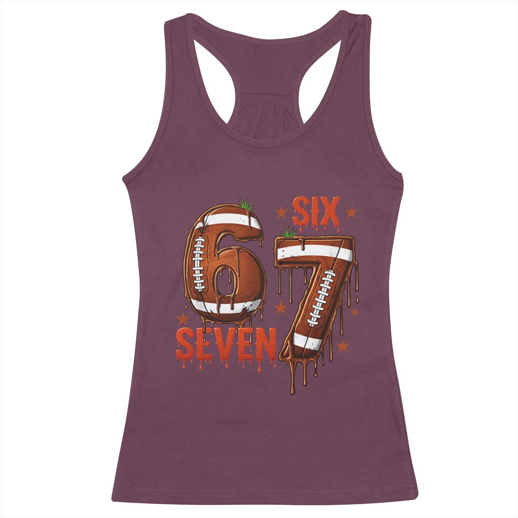 American Football Six Seven Meme Racerback Tank Top Funny Gen Z Alpha Gift TS12 Maroon Print Your Wear