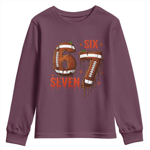 American Football Six Seven Meme Youth Sweatshirt Funny Gen Z Alpha Gift TS12 Maroon Print Your Wear