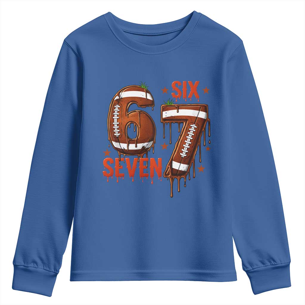 American Football Six Seven Meme Youth Sweatshirt Funny Gen Z Alpha Gift TS12 Royal Blue Print Your Wear
