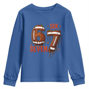 American Football Six Seven Meme Youth Sweatshirt Funny Gen Z Alpha Gift TS12 Royal Blue Print Your Wear
