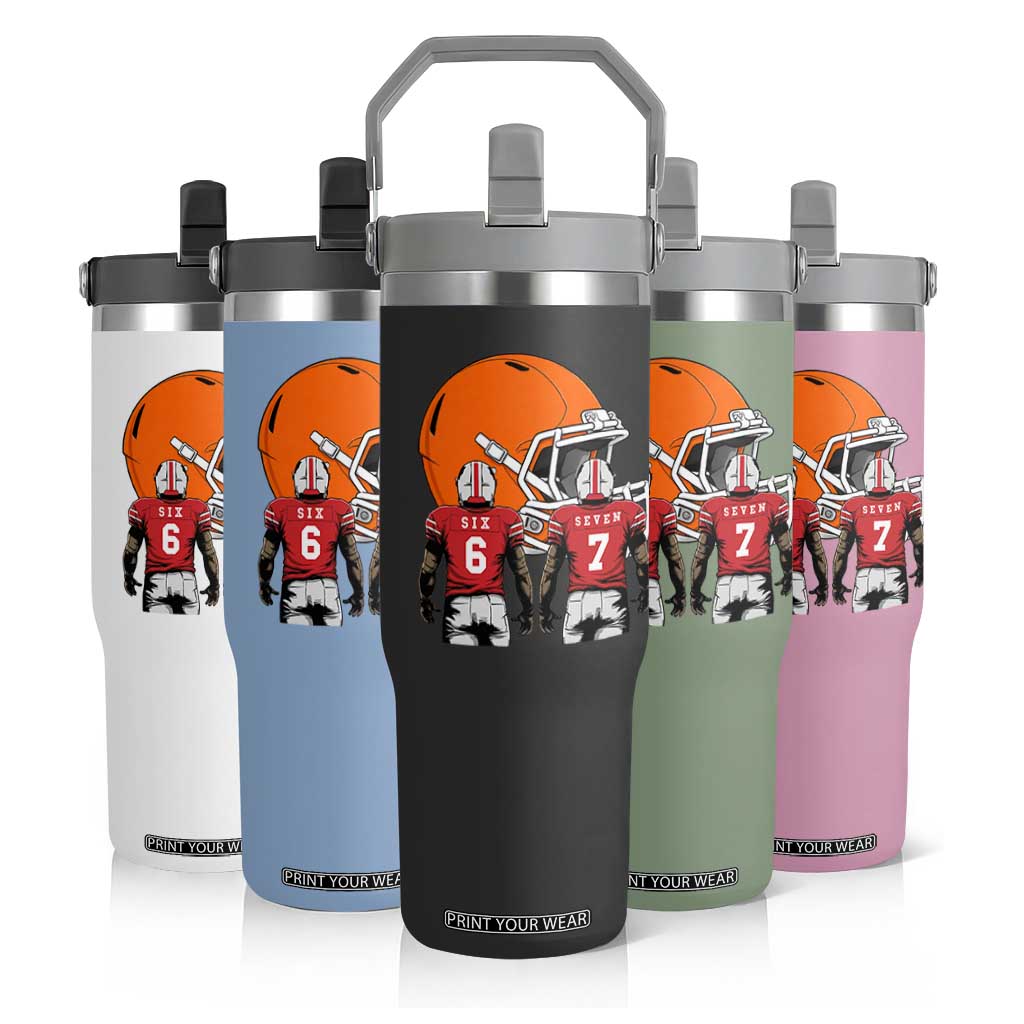 Funny American Football Flip Straw Tumbler Six Seven Meme TS12 Print Your Wear