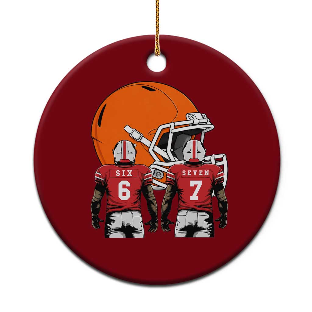Funny American Football Ceramic Ornament Six Seven Meme TS12 1pc Red Print Your Wear