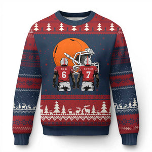 Funny American Football Ugly Christmas Sweater Six Seven Meme TS12 Navy Red Print Your Wear