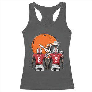 Funny American Football Racerback Tank Top Six Seven Meme TS12 Dark Heather Print Your Wear
