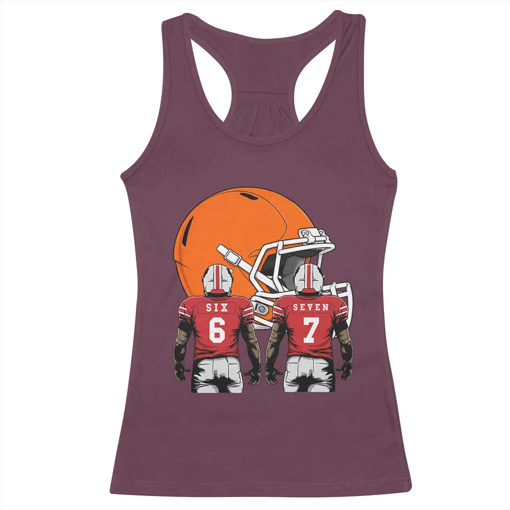 Funny American Football Racerback Tank Top Six Seven Meme TS12 Maroon Print Your Wear