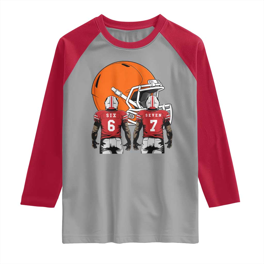 Funny American Football Raglan Shirt Six Seven Meme TS12 Sport Gray Red Print Your Wear