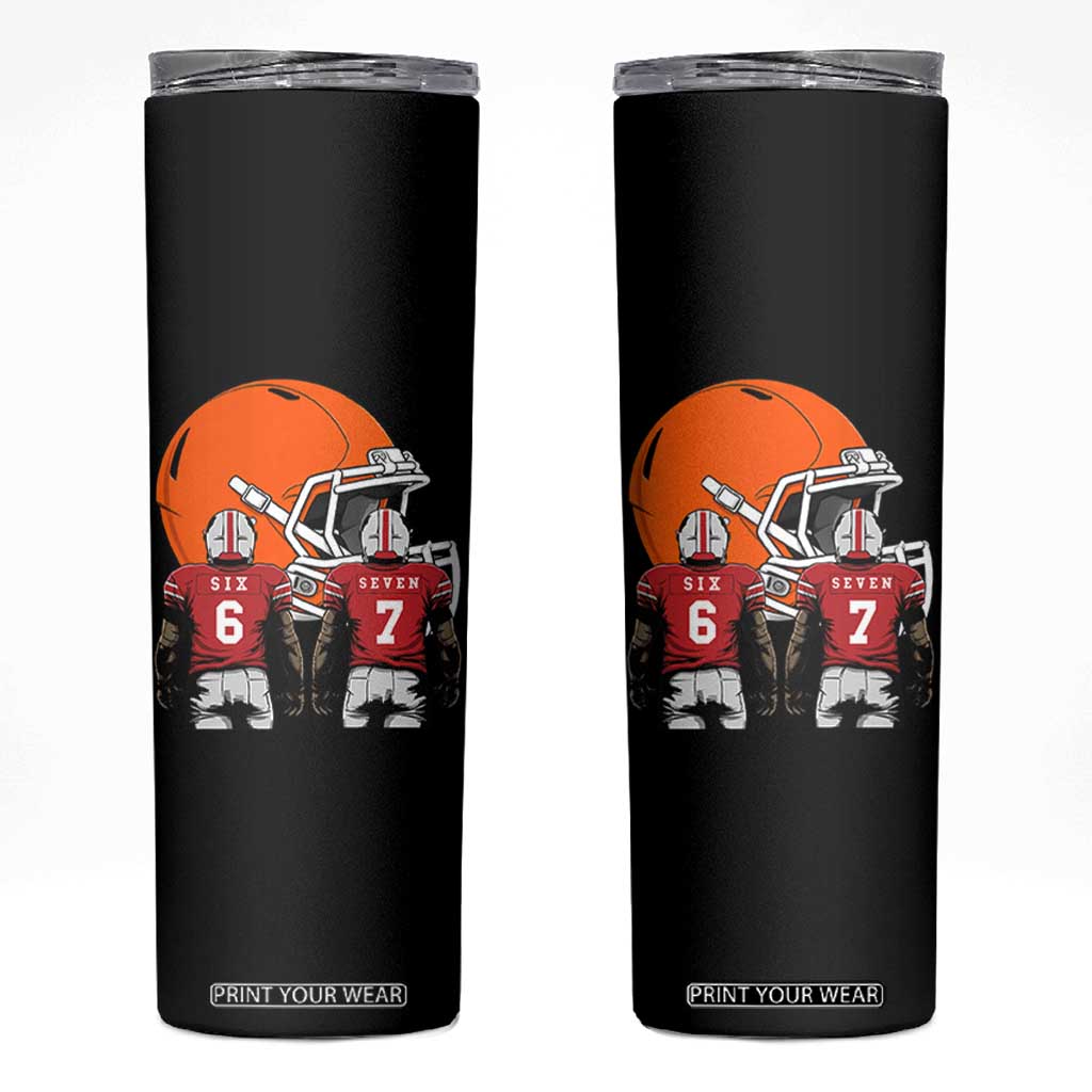 Funny American Football Skinny Tumbler Six Seven Meme TS12 Black Print Your Wear