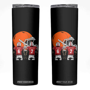 Funny American Football Skinny Tumbler Six Seven Meme TS12 Black Print Your Wear