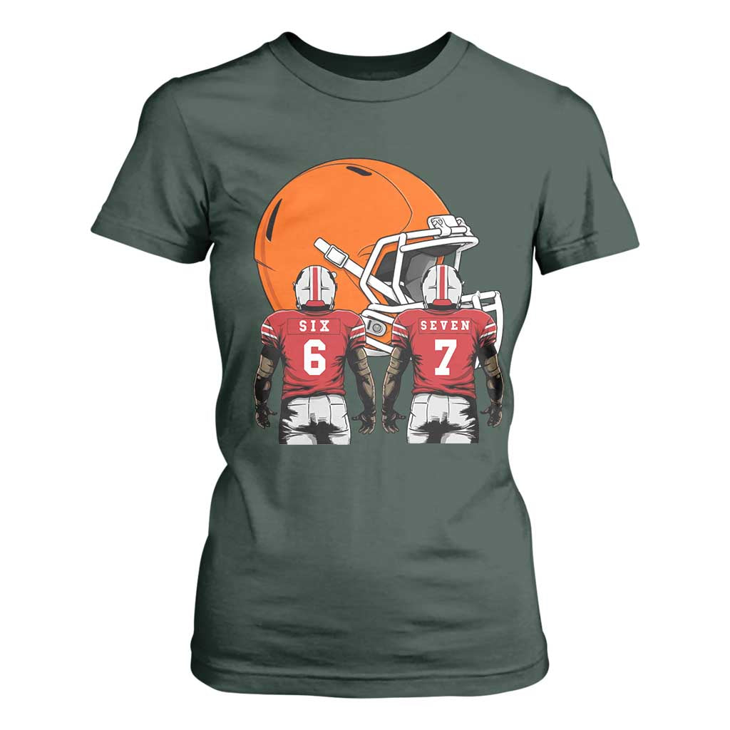 Funny American Football T Shirt For Women Six Seven Meme TS12 Dark Forest Green Print Your Wear