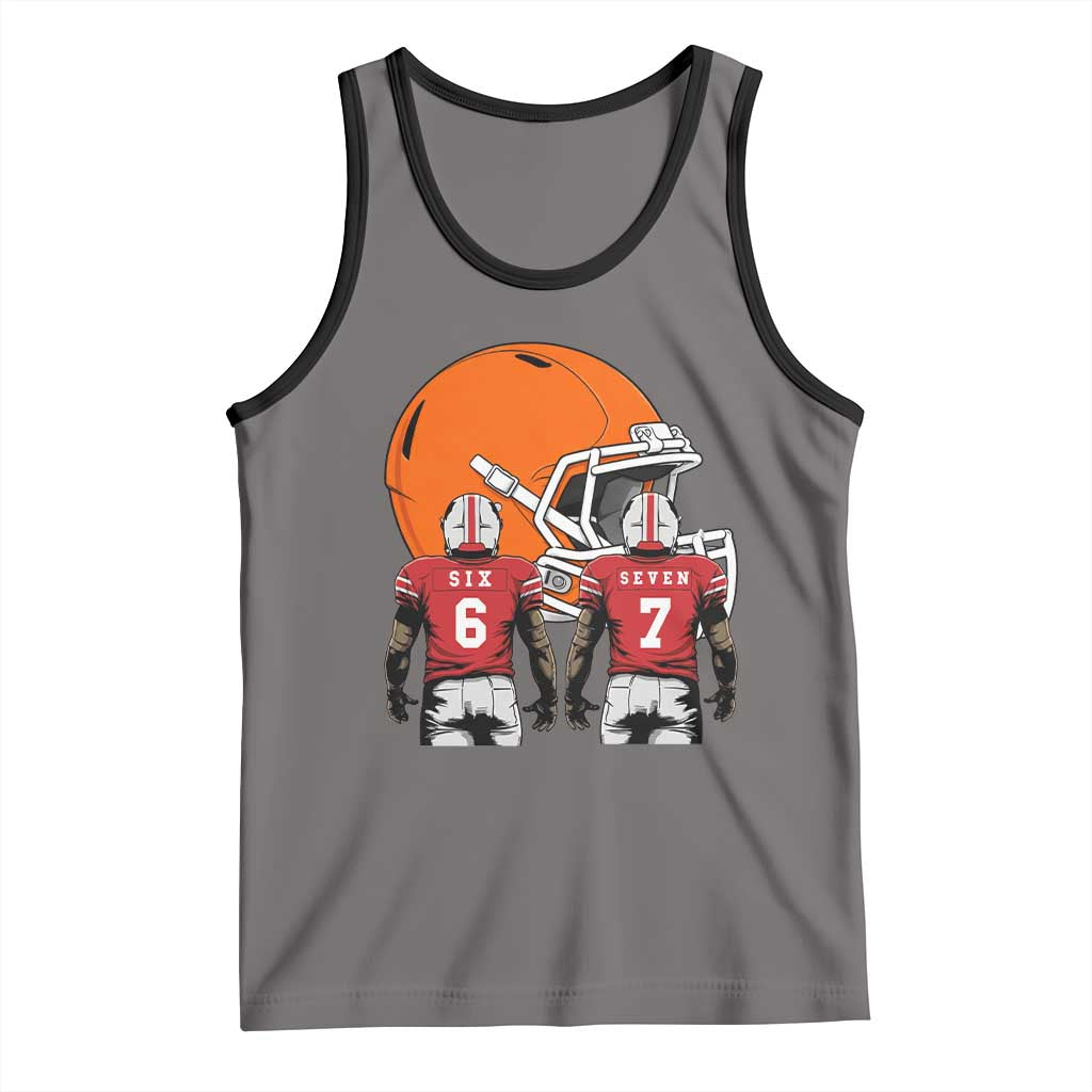 Funny American Football Tank Top Six Seven Meme TS12 Deep Heather Black Print Your Wear