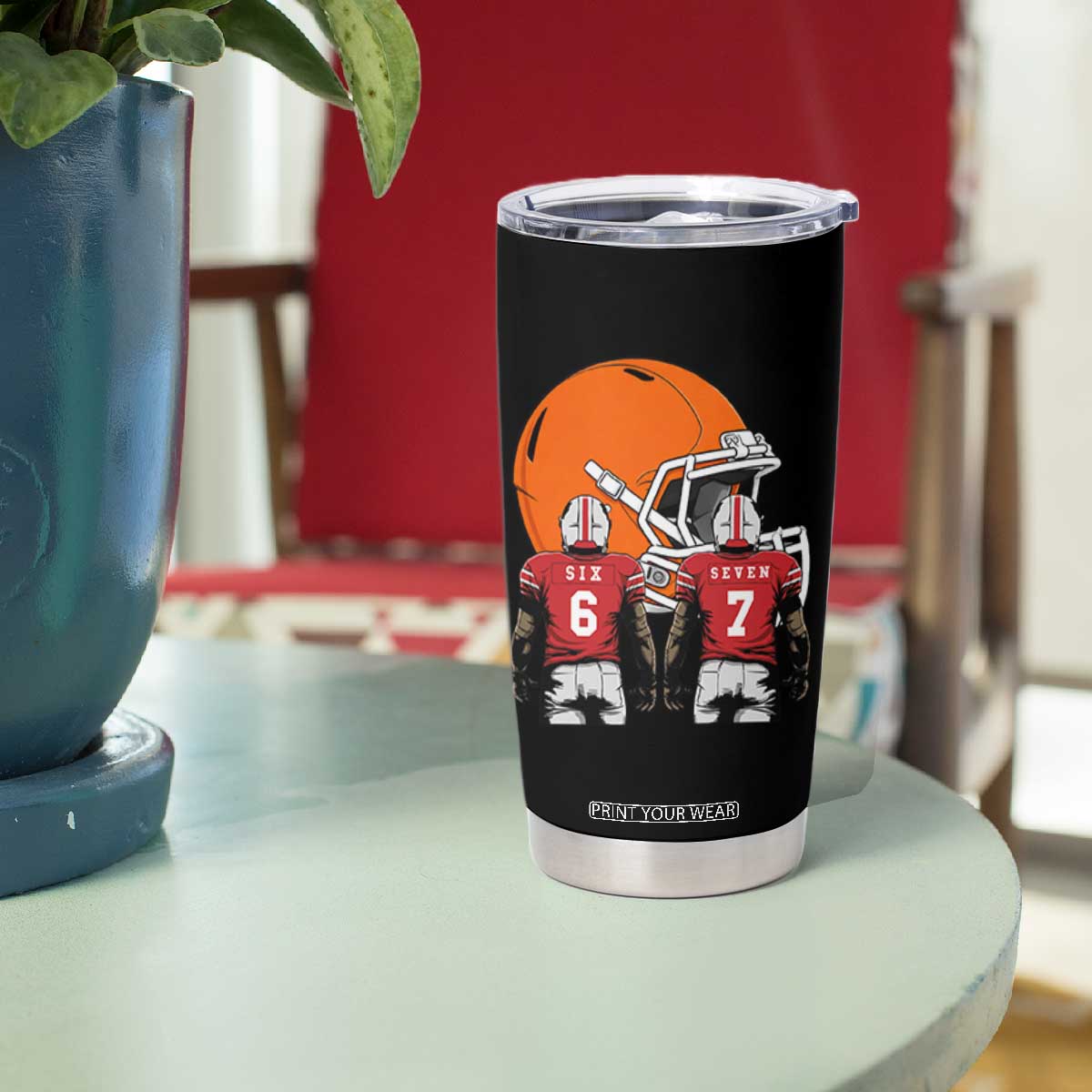 Funny American Football Tumbler Cup Six Seven Meme TS12 Print Your Wear