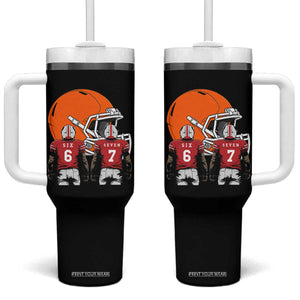 Funny American Football Tumbler With Handle Six Seven Meme TS12 One Size: 40 oz Black Print Your Wear