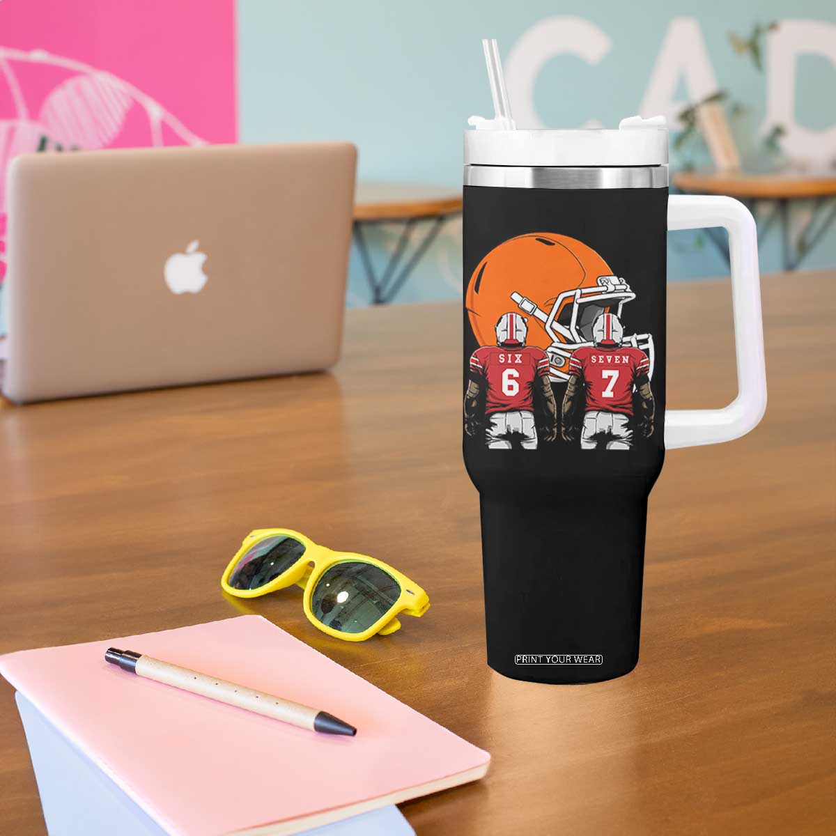 Funny American Football Tumbler With Handle Six Seven Meme TS12 Print Your Wear