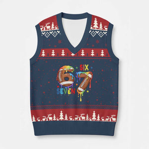 Funny American Football V-Neck Knit Sweater Vest 67 Viral Gen Alpha Slang Gift TS12 Navy Red Print Your Wear