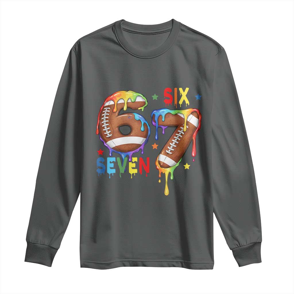 Funny American Football Long Sleeve Shirt 67 Viral Gen Alpha Slang Gift TS12 Dark Heather Print Your Wear