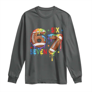 Funny American Football Long Sleeve Shirt 67 Viral Gen Alpha Slang Gift TS12 Dark Heather Print Your Wear