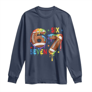 Funny American Football Long Sleeve Shirt 67 Viral Gen Alpha Slang Gift TS12 Navy Print Your Wear