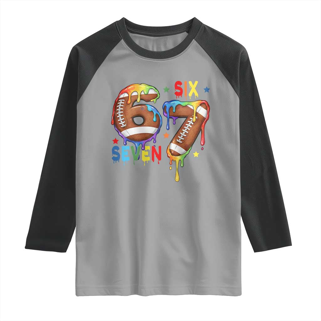 Funny American Football Raglan Shirt 67 Viral Gen Alpha Slang Gift TS12 Sport Gray Black Print Your Wear