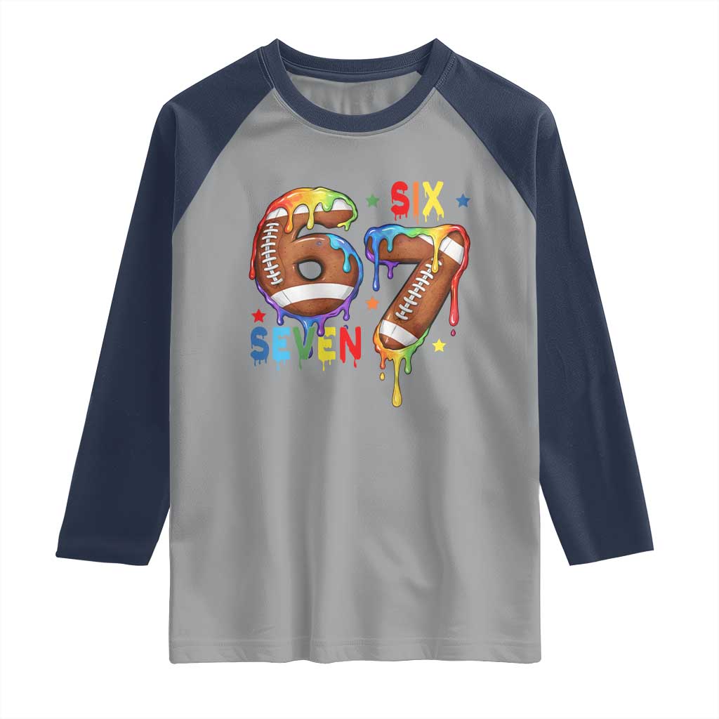 Funny American Football Raglan Shirt 67 Viral Gen Alpha Slang Gift TS12 Sport Gray Navy Print Your Wear