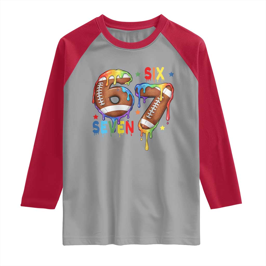 Funny American Football Raglan Shirt 67 Viral Gen Alpha Slang Gift TS12 Sport Gray Red Print Your Wear