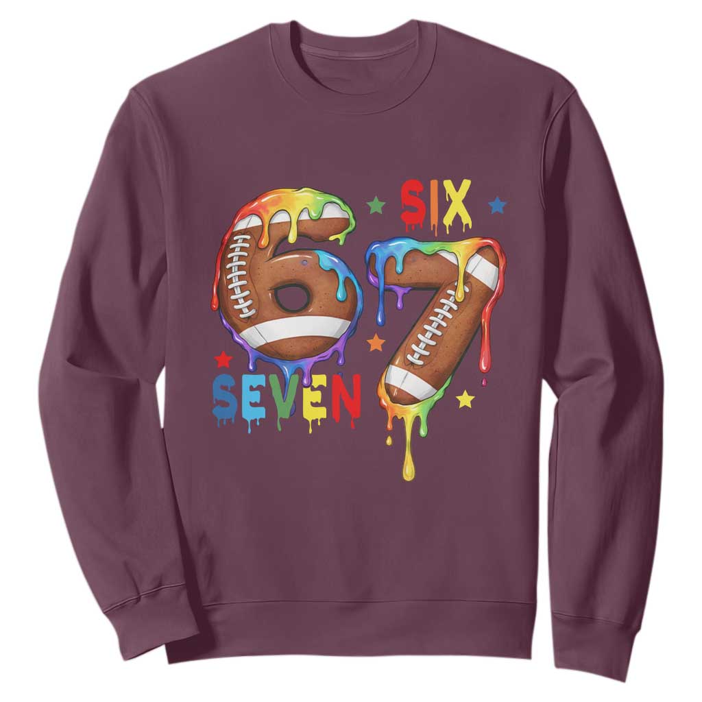Funny American Football Sweatshirt 67 Viral Gen Alpha Slang Gift TS12 Maroon Print Your Wear