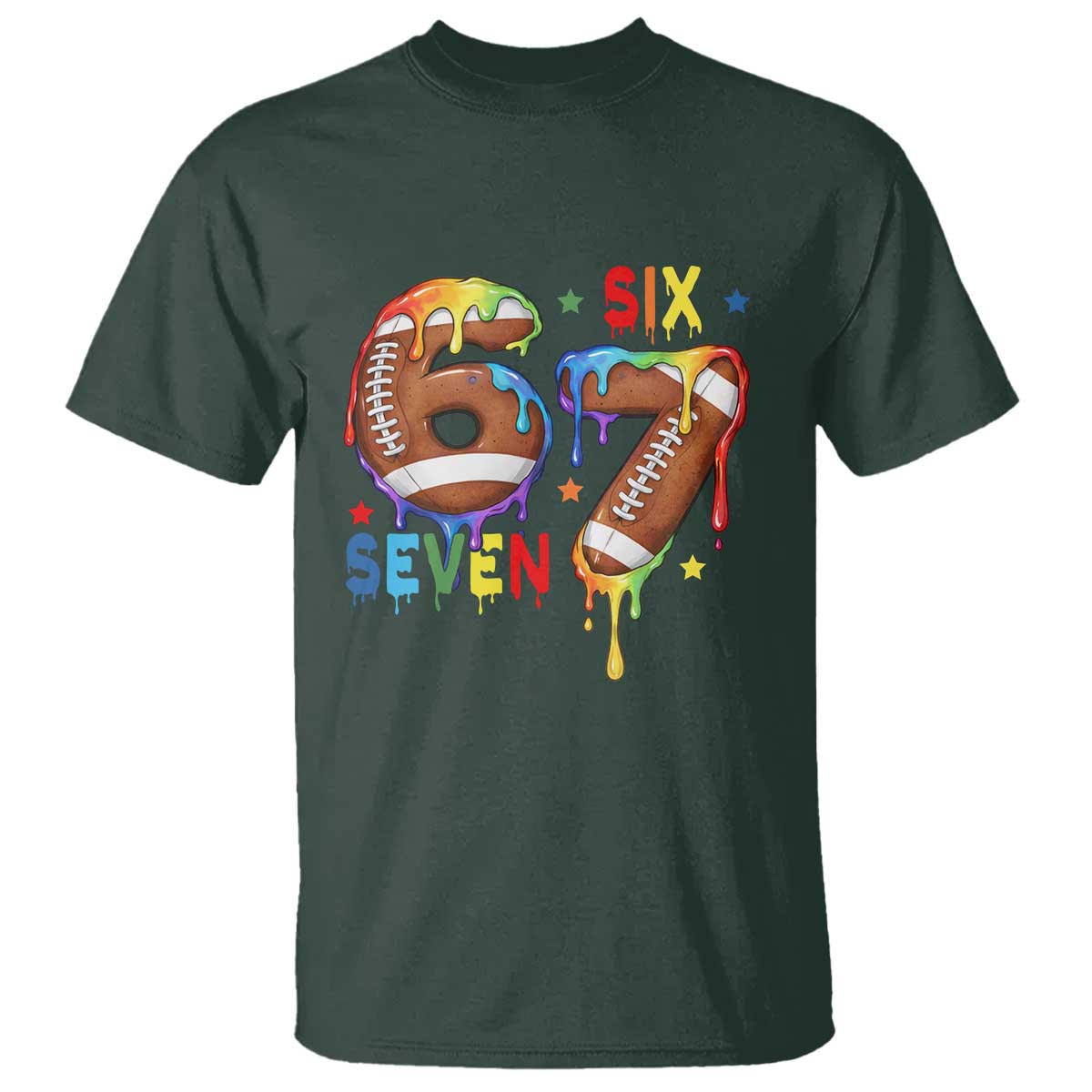 Funny American Football T Shirt 67 Viral Gen Alpha Slang Gift TS12 Dark Forest Green Print Your Wear