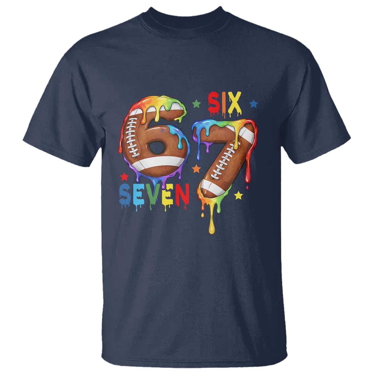 Funny American Football T Shirt 67 Viral Gen Alpha Slang Gift TS12 Navy Print Your Wear