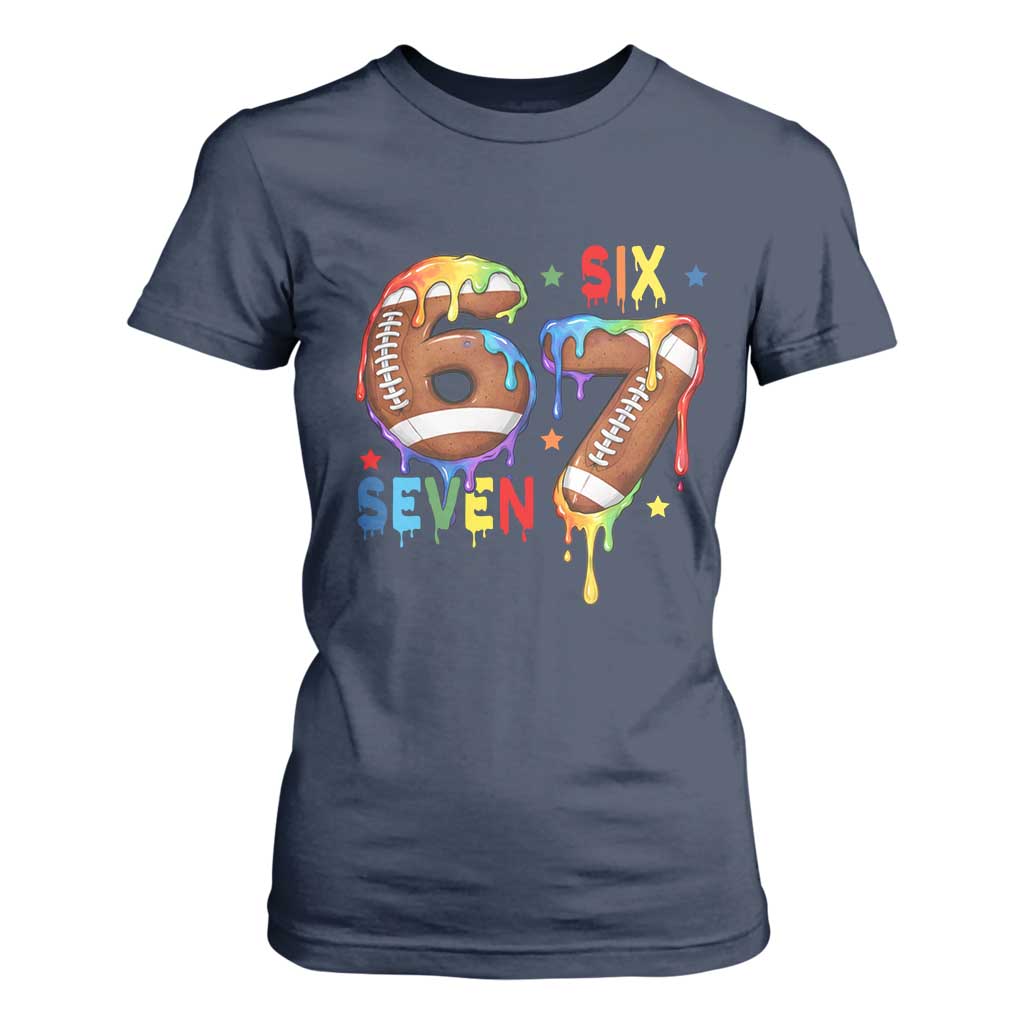 Funny American Football T Shirt For Women 67 Viral Gen Alpha Slang Gift TS12 Navy Print Your Wear