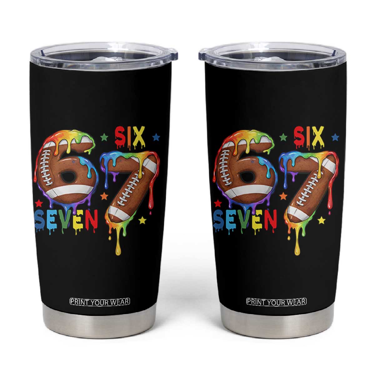 Funny American Football Tumbler Cup 67 Viral Gen Alpha Slang Gift TS12 Black Print Your Wear