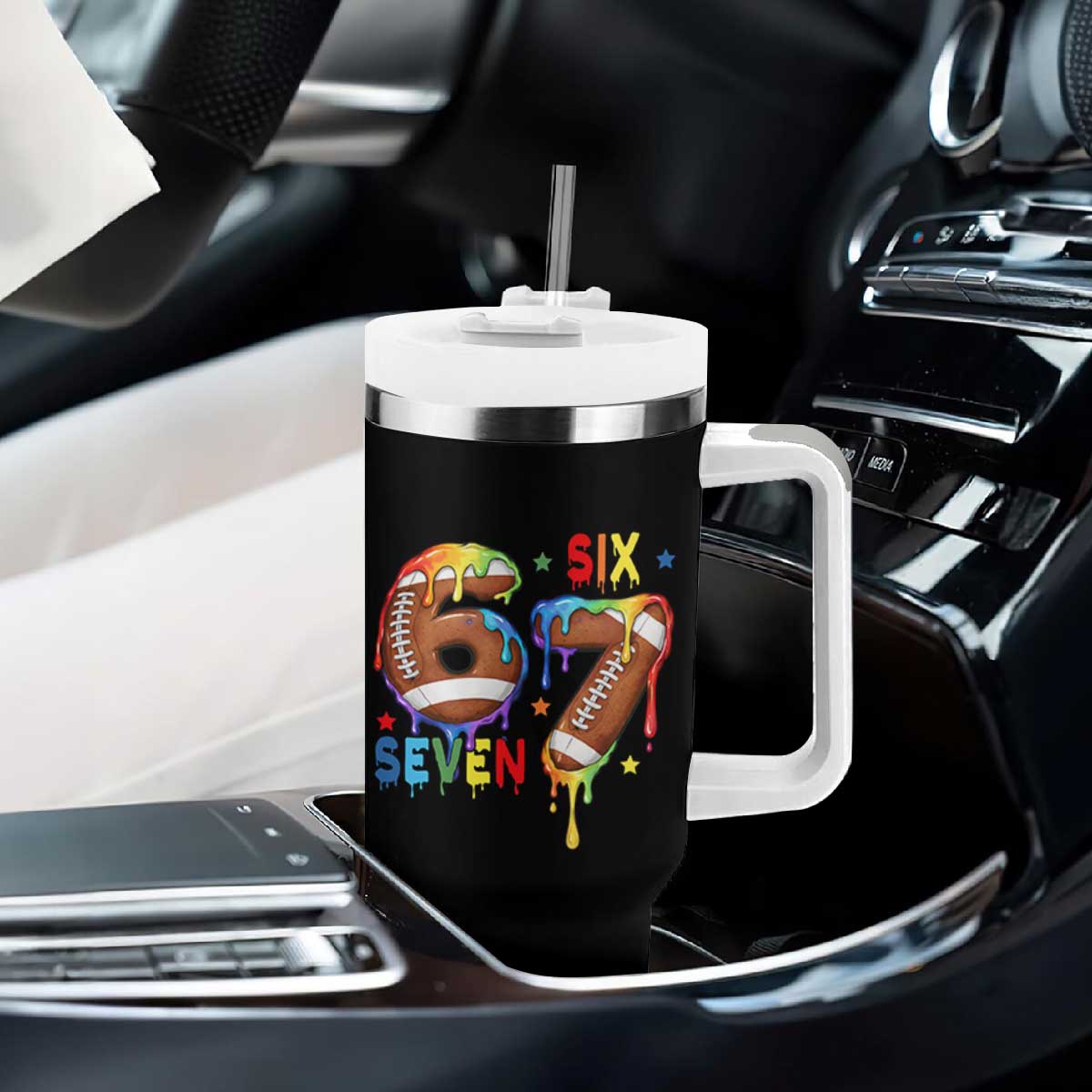 Funny American Football Tumbler With Handle 67 Viral Gen Alpha Slang Gift TS12 Print Your Wear
