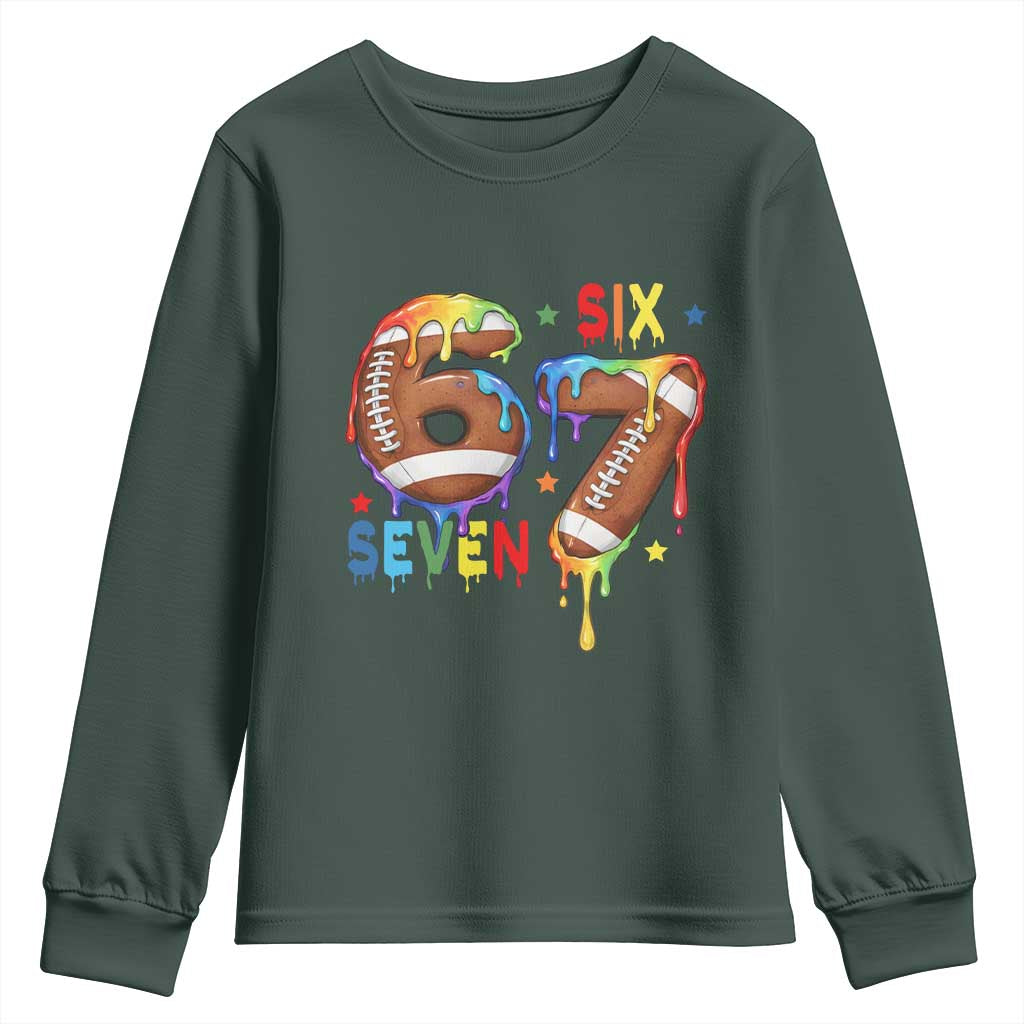 Funny American Football Youth Sweatshirt 67 Viral Gen Alpha Slang Gift TS12 Dark Forest Green Print Your Wear