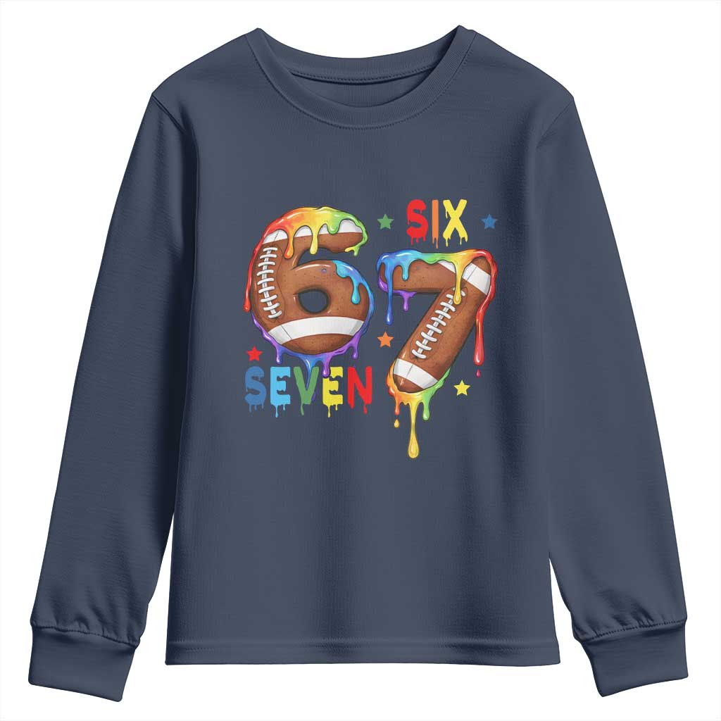 Funny American Football Youth Sweatshirt 67 Viral Gen Alpha Slang Gift TS12 Navy Print Your Wear
