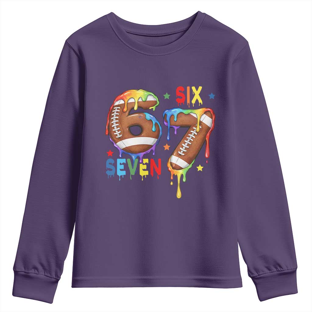 Funny American Football Youth Sweatshirt 67 Viral Gen Alpha Slang Gift TS12 Purple Print Your Wear
