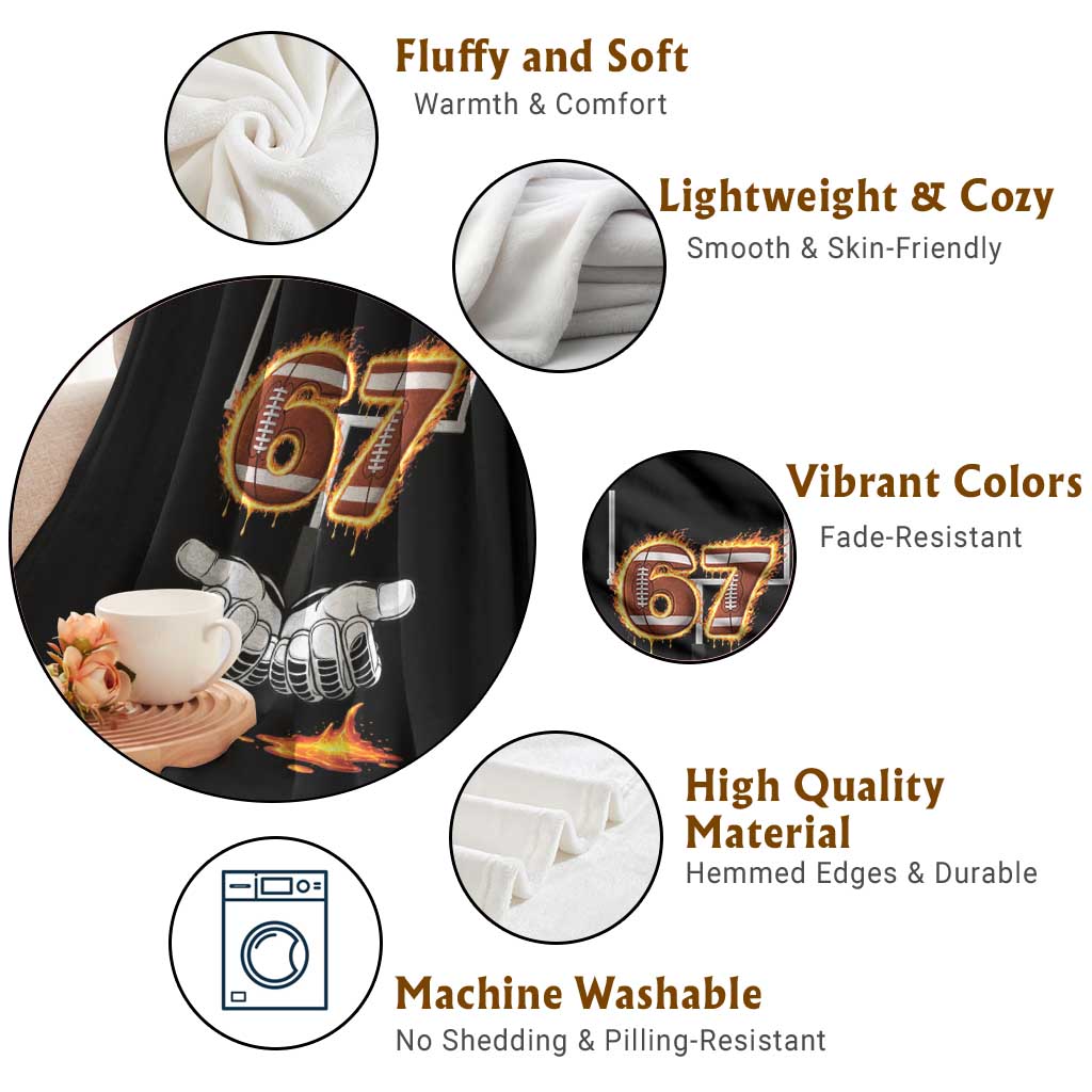 American Football Six Seven Meme Throw Blanket Fire Flame Drip TS12 Print Your Wear