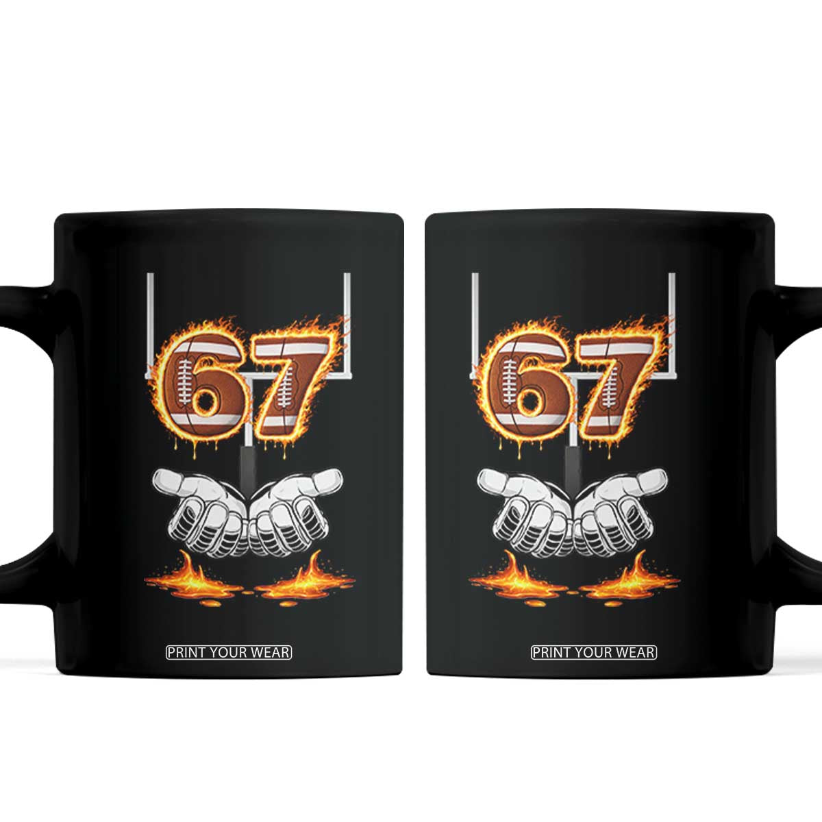 American Football Six Seven Meme Coffee Mug Fire Flame Drip TS12 Black Print Your Wear