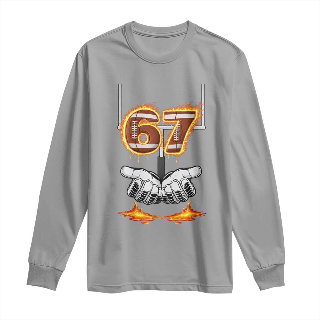 American Football Six Seven Meme Long Sleeve Shirt Fire Flame Drip TS12 Sport Gray Print Your Wear