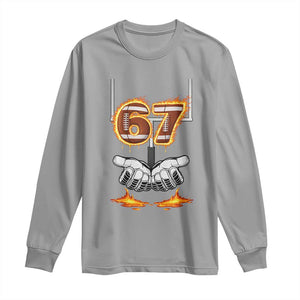 American Football Six Seven Meme Long Sleeve Shirt Fire Flame Drip TS12 Sport Gray Print Your Wear