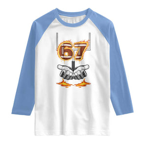American Football Six Seven Meme Raglan Shirt Fire Flame Drip TS12 White Carolina Blue Print Your Wear