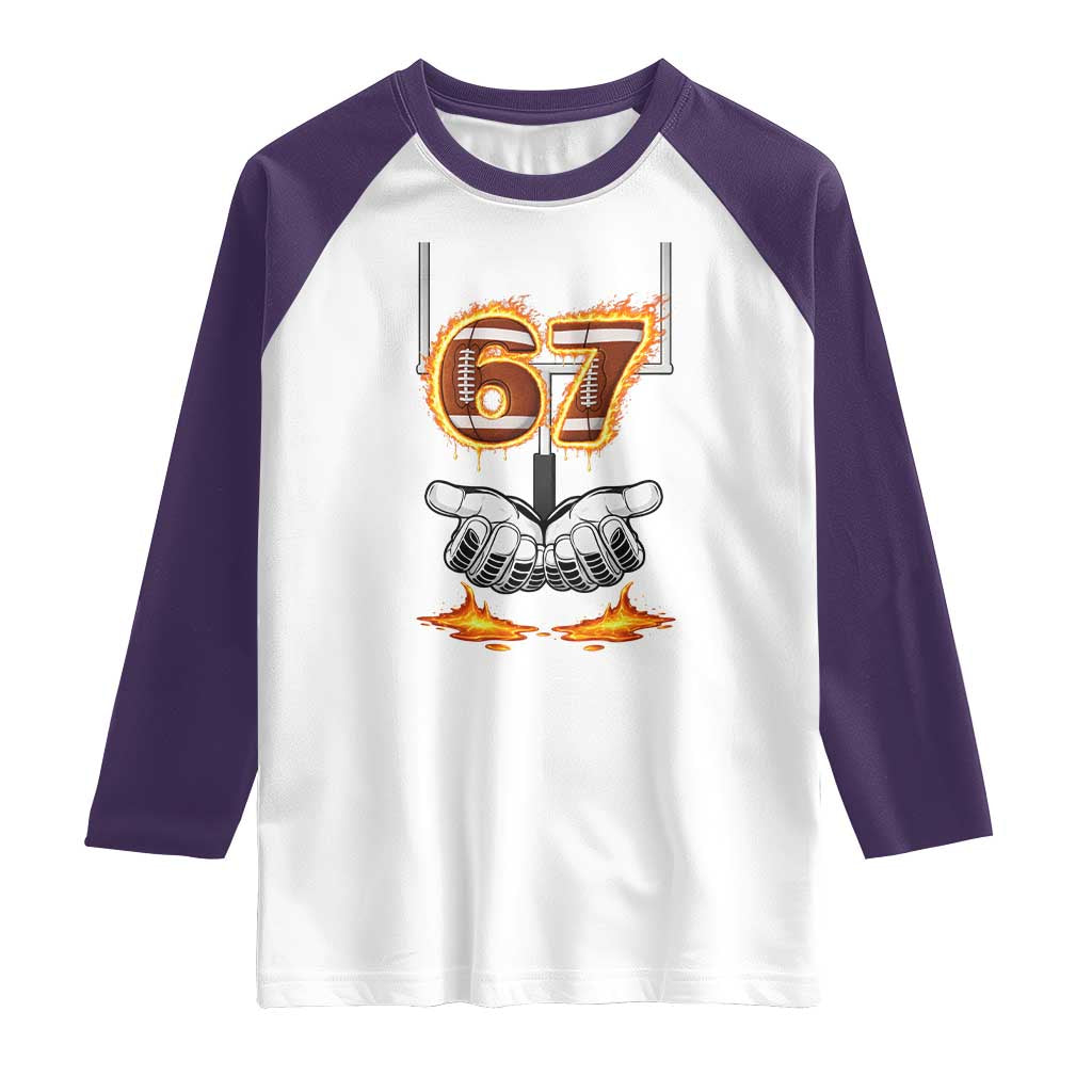 American Football Six Seven Meme Raglan Shirt Fire Flame Drip TS12 White Purple Print Your Wear