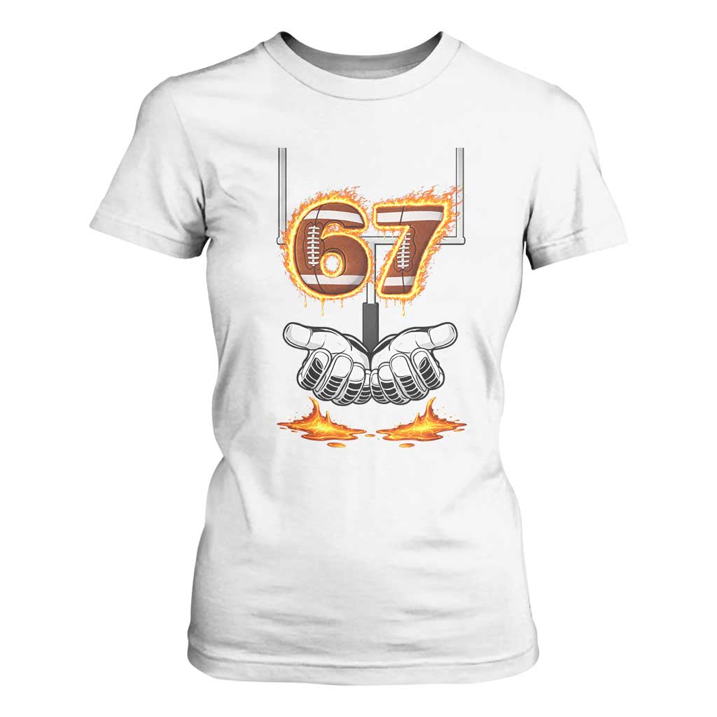 American Football Six Seven Meme T Shirt For Women Fire Flame Drip TS12 White Print Your Wear