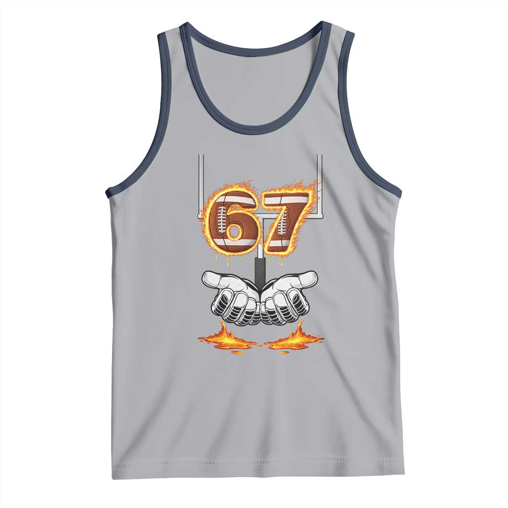 American Football Six Seven Meme Tank Top Fire Flame Drip TS12 Athletic Heather Navy Print Your Wear