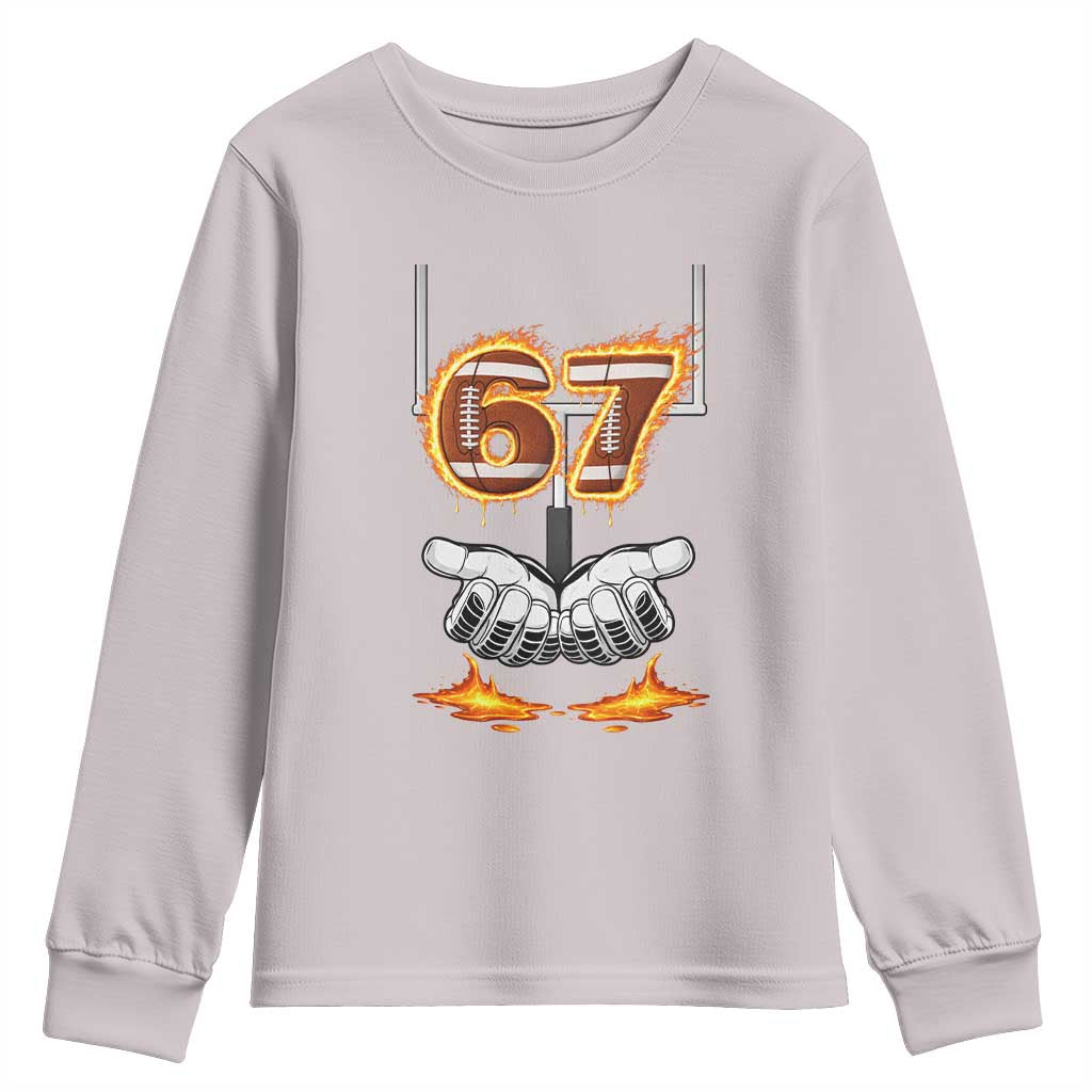 American Football Six Seven Meme Youth Sweatshirt Fire Flame Drip TS12 Ice Gray Print Your Wear