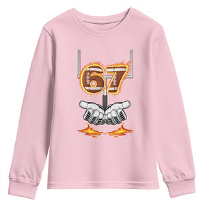 American Football Six Seven Meme Youth Sweatshirt Fire Flame Drip TS12 Light Pink Print Your Wear