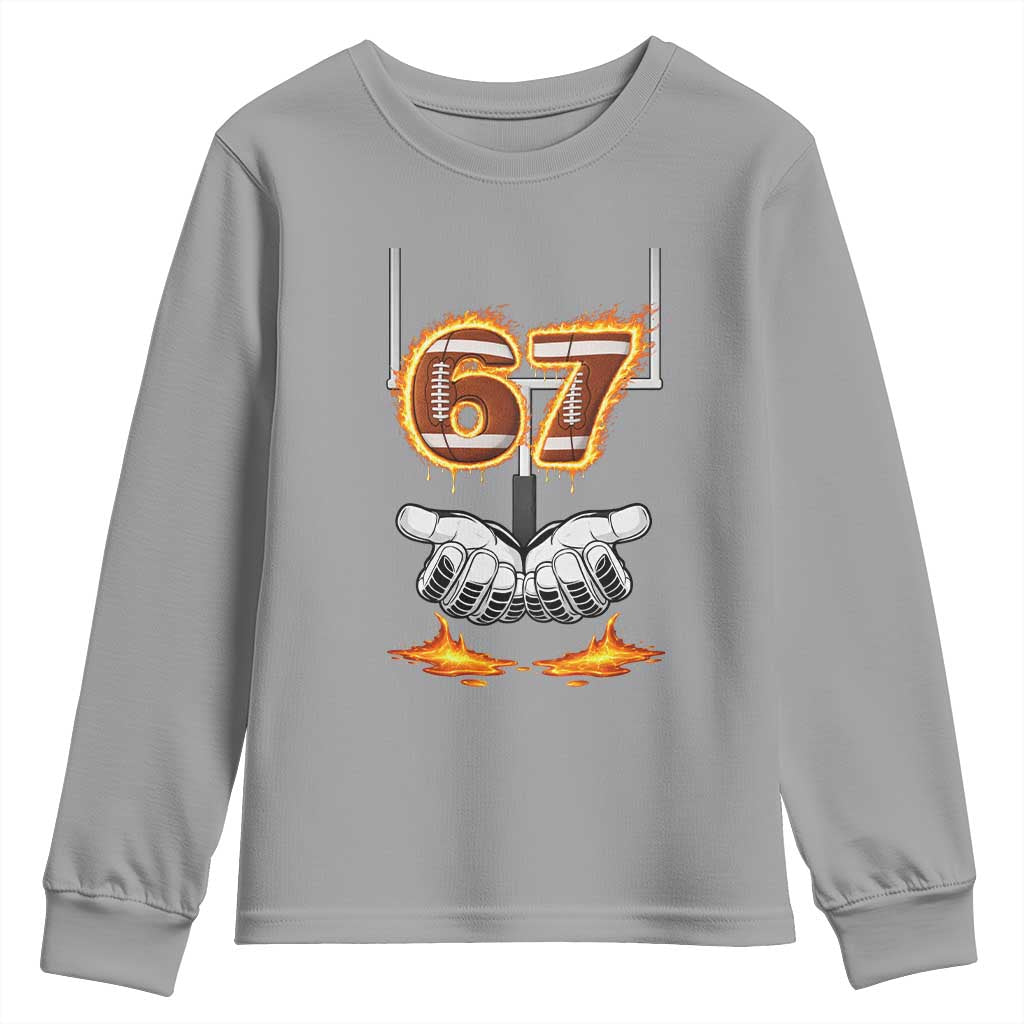 American Football Six Seven Meme Youth Sweatshirt Fire Flame Drip TS12 Sport Gray Print Your Wear