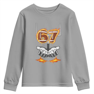 American Football Six Seven Meme Youth Sweatshirt Fire Flame Drip TS12 Sport Gray Print Your Wear