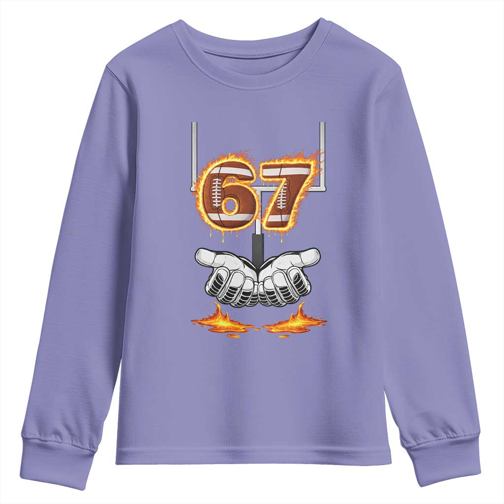 American Football Six Seven Meme Youth Sweatshirt Fire Flame Drip TS12 Violet Print Your Wear