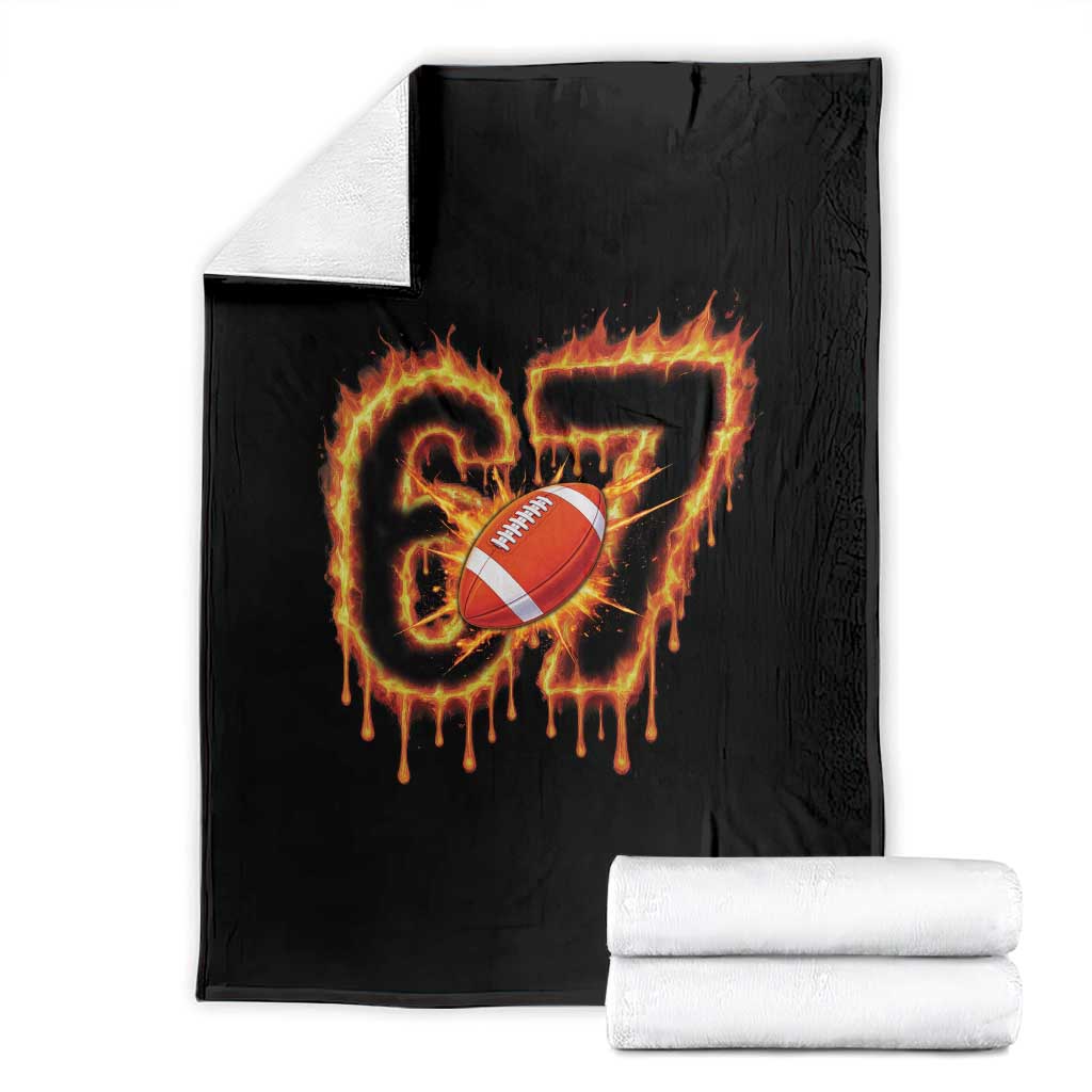 Funny American Football Six Seven Throw Blanket Fire Drip 67 Meme - Print Your Wear